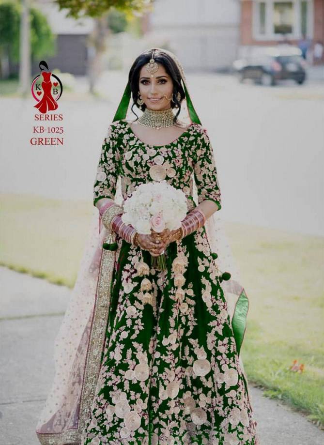 KB KB-1025 Latest Designer Wedding Wear Heavy Velvet Beautiful Embroidery And Diamond work fancy dori work  Lehenga Choili Collection